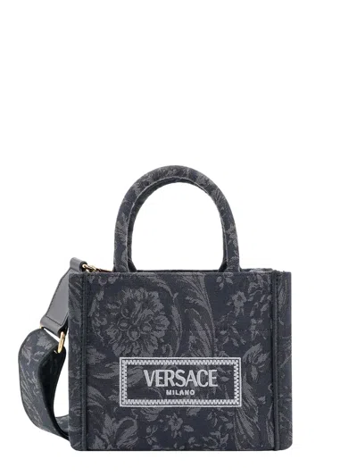 Versace Barocco Athena Top Handle Bag In Black