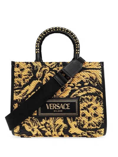 Versace Barocco Athena Tote Bag In Black