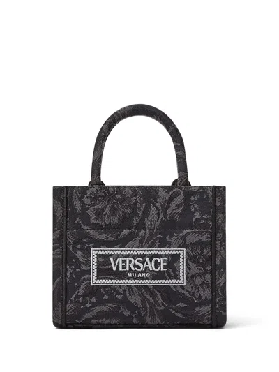 Versace Barocco Athena Tote Bag In Black