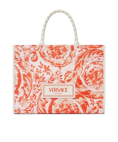 Versace Barocco Athena Tote Bag In Pink