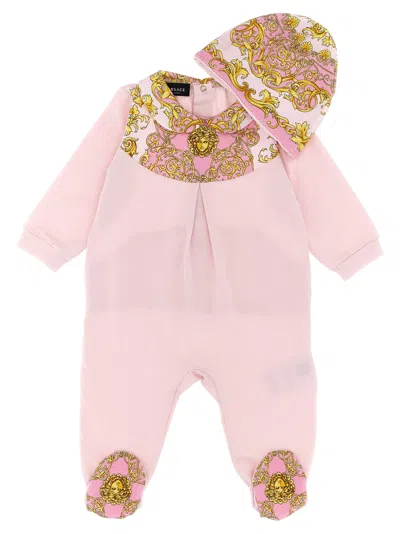 Versace Barocco Baby Set In Pink