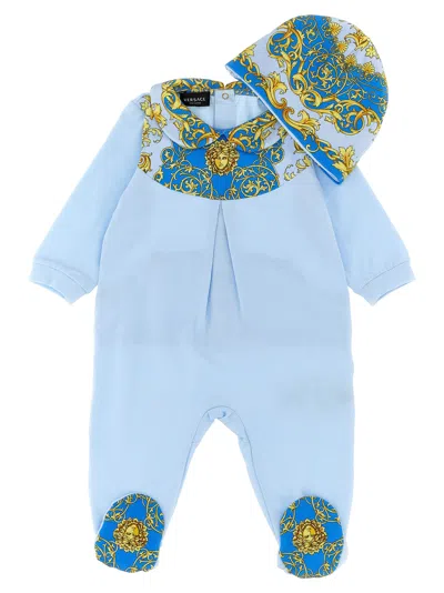 Versace Barocco Baby Set In Blue
