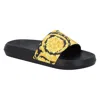 Versace Barocco Rubber Slides In Gold
