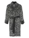 Versace Barocco Belted Bathrobe In Grey