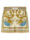 Versace Multicolor Shorts With Elastic Waist And All-over Underwater Barocco Print In Multi