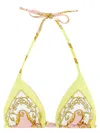 Versace Barocco Triangle Bikini Top Adjustable Straps In Multi