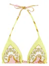Versace Barocco Triangle Bikini Top Adjustable Straps In Multi
