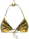 Versace Printed Triangle Halterneck Bikini Top In Yellow