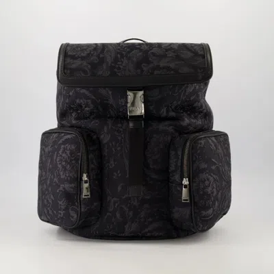 Versace Barocco-pattern Backpack In Black
