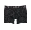 Versace Barocco Print Cotton Blend Boxer Briefs In Black
