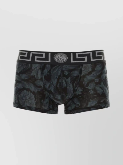 VERSACE BAROCCO BOXER WITH ELASTIC WAISTBAND AND FLORAL PATTERN