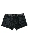 Versace Men Printed Stretch Cotton Boxer In Black