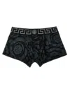 Versace Men Printed Stretch Cotton Boxer In Black