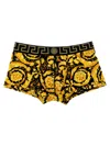 Versace 'baroque' Print Stretch Waistband Boxers In Yellow
