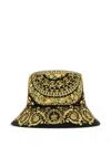 Versace Men Printed Polyester Bucket Hat In Black