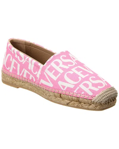 Versace Barocco Canvas Espadrille In Pink