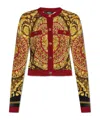 Versace Baroque Silk Knit Cardigan In Multi