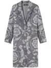 Versace Barocco Cashmere-blend Coat In Grey