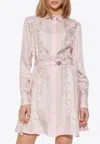 Versace Barocco Chain Pattern Mini Shirt Dress In Pink