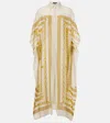 Versace Multicolordress With Classic Collar And All-over Chain Print In Cotton And Silk Blend Woman