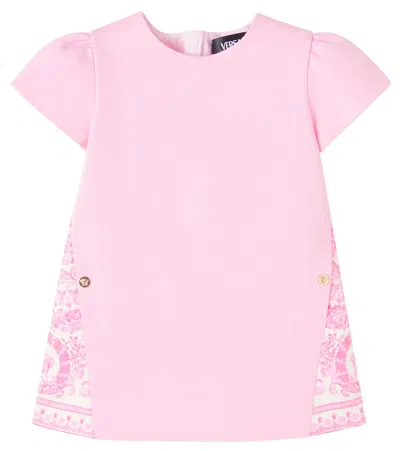 Versace Barocco Cotton-blend Dress In Pink