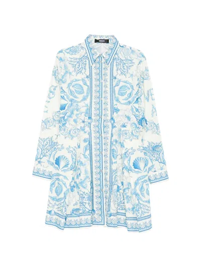 Pre-owned Versace Barocco Cotton Dress In White