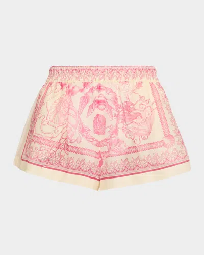 Versace Barocco Cotton-silk Voile Coverup Shorts