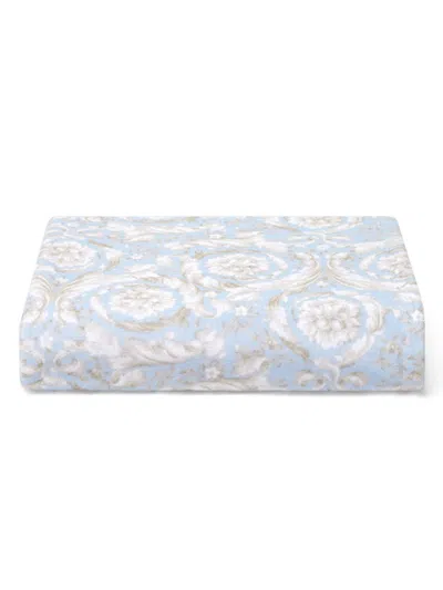Versace Barocco Cotton Towel In Blue Hydrangea Bone