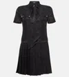 Versace Baroque Minidress In Crêpe De Chine In Black
