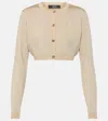 Versace Barocco Texture Cropped Cardigan In Beige
