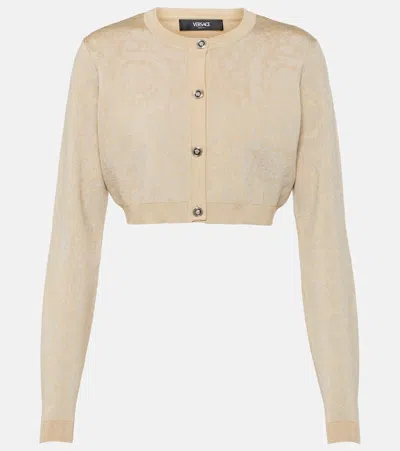 VERSACE BAROCCO CROPPED LAMÉ CARDIGAN