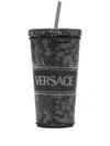 Versace Crystal-embellished Cup In Black