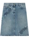 Versace Barocco Denim A-line Midi Skirt In Blue