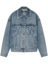 Versace Barocco Embossed Denim Jacket In 蓝色