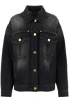 Versace Panelled Barocco-print Denim Jacket In Multicolor