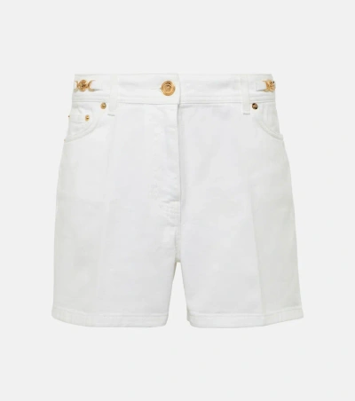 Versace Barocco Denim Shorts In White