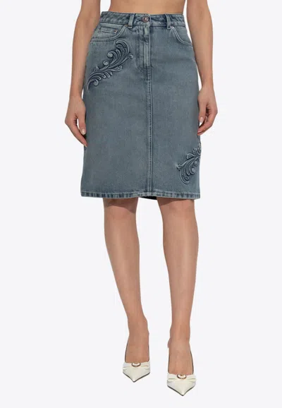 Versace Barocco Denim Skirt