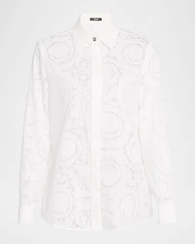 Versace Barocco Devoré Formal Shirt In White