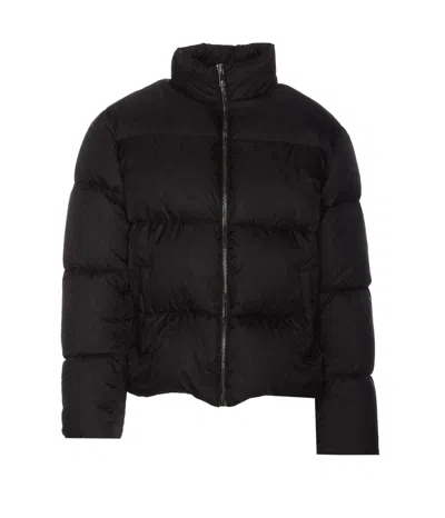 Versace Barocco Down Jacket In Black