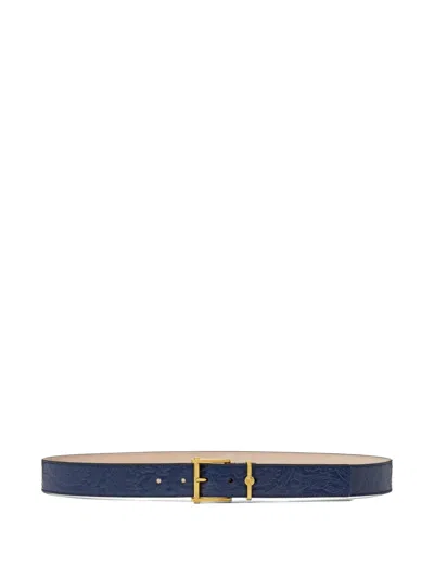 Versace Gürtel Mit Barocco-prägung In Blue