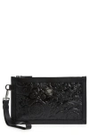 VERSACE BAROCCO EMBOSSED CALFSKIN LEATHER ZIP POUCH