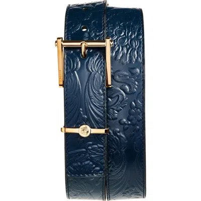 Versace Barocco Embossed Leather Belt In Multi