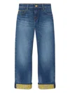 Versace Barocco-embroidered Jeans In Blue