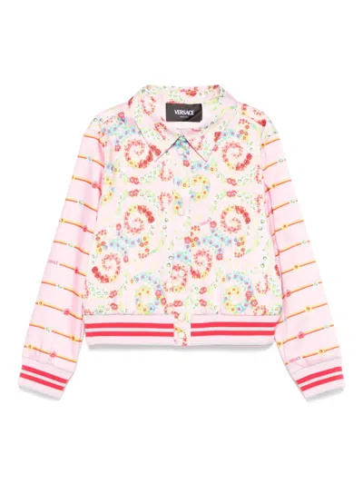 Versace Kids' Barocco Flowers Jacket In 粉色