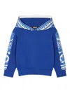 Versace Barocco Foulard Patterned-sleeve Hoodie In Blue