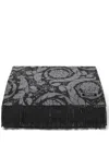 Versace Barocco Fringed Cashmere Blanket (188cm X 146cm) In Grau