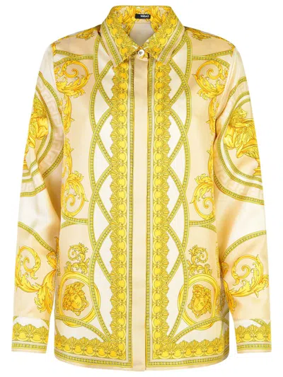 Versace 'silk Shirt With Cuff Long Sleeves' In Gold