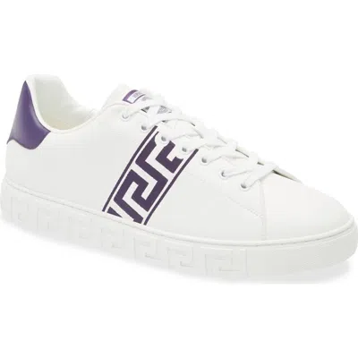 Versace Barocco Greca Jacquard Low Top Sneaker In Purple