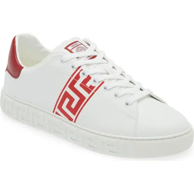 Versace Barocco Greca Jacquard Low Top Sneaker In Red