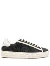 Versace Barocco Greca Low-top Sneakers In Black